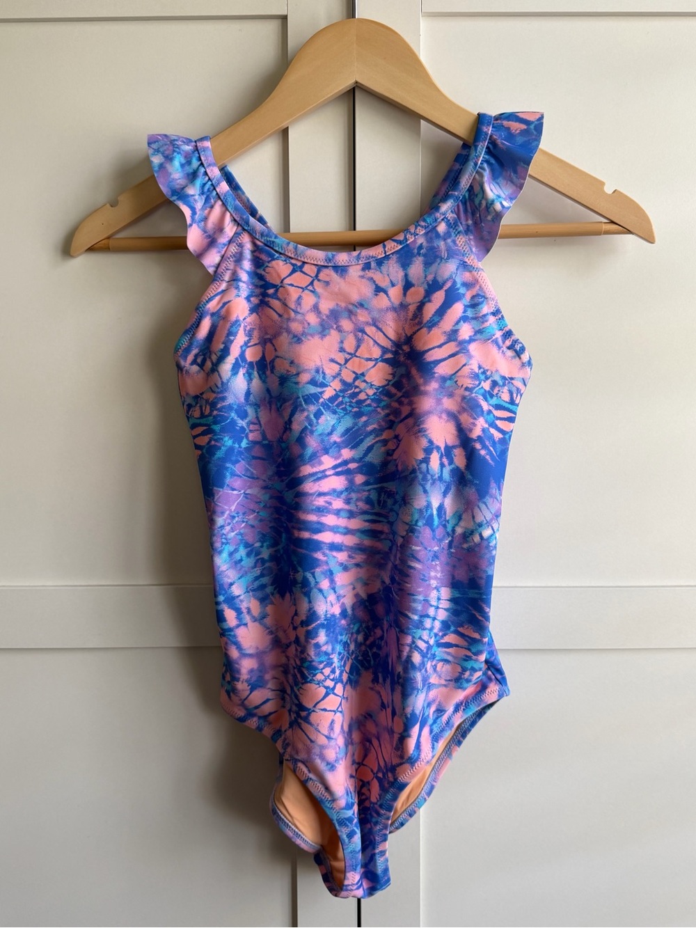 Crewcuts Tie-Dye Ruffle-Strap One-Piece Swimsuit Size 10